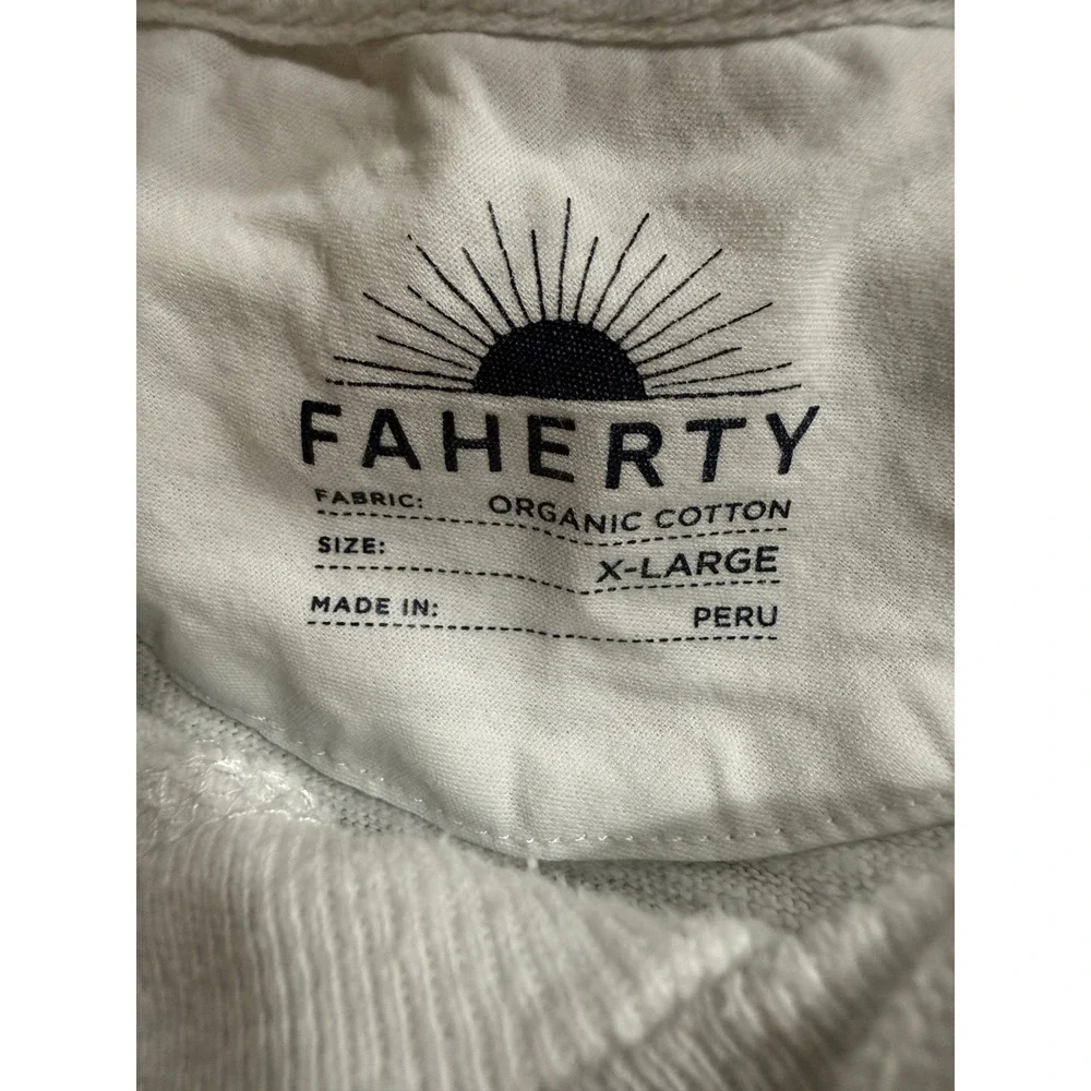 Faherty‎ Organic Cotton Slub Knit Pullover Hoodie White Gray XL Mens Womens